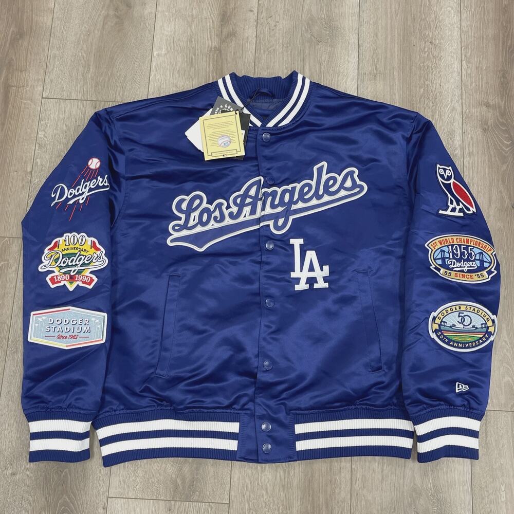 New OVO x New Era MLB Los Angeles Dodgers Varsity Jacket Blue size Large L SF
